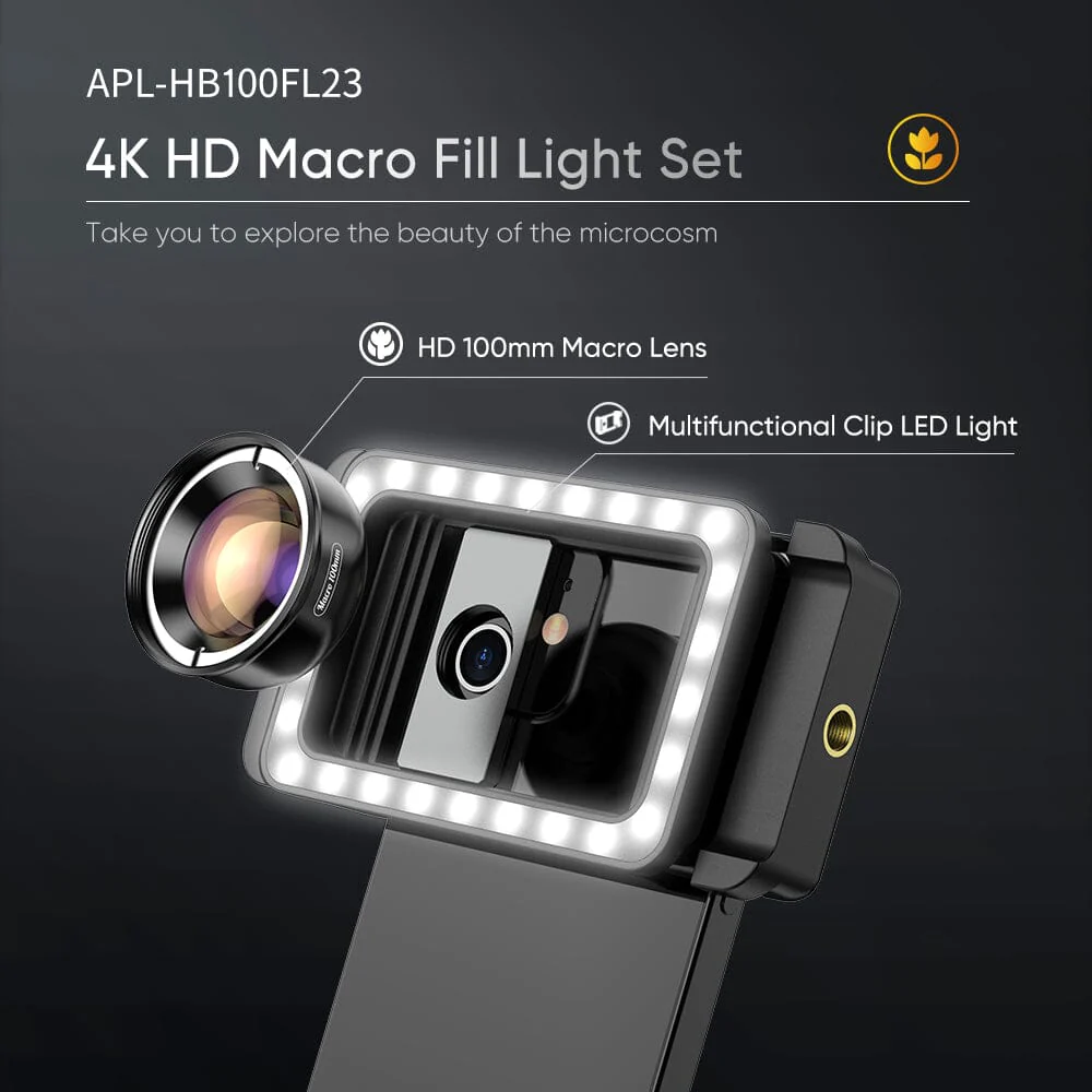 New 3 in 1 Mobile Phone Lens Clip and 100mm Macro Lens Kit with Fill Light - Image 3