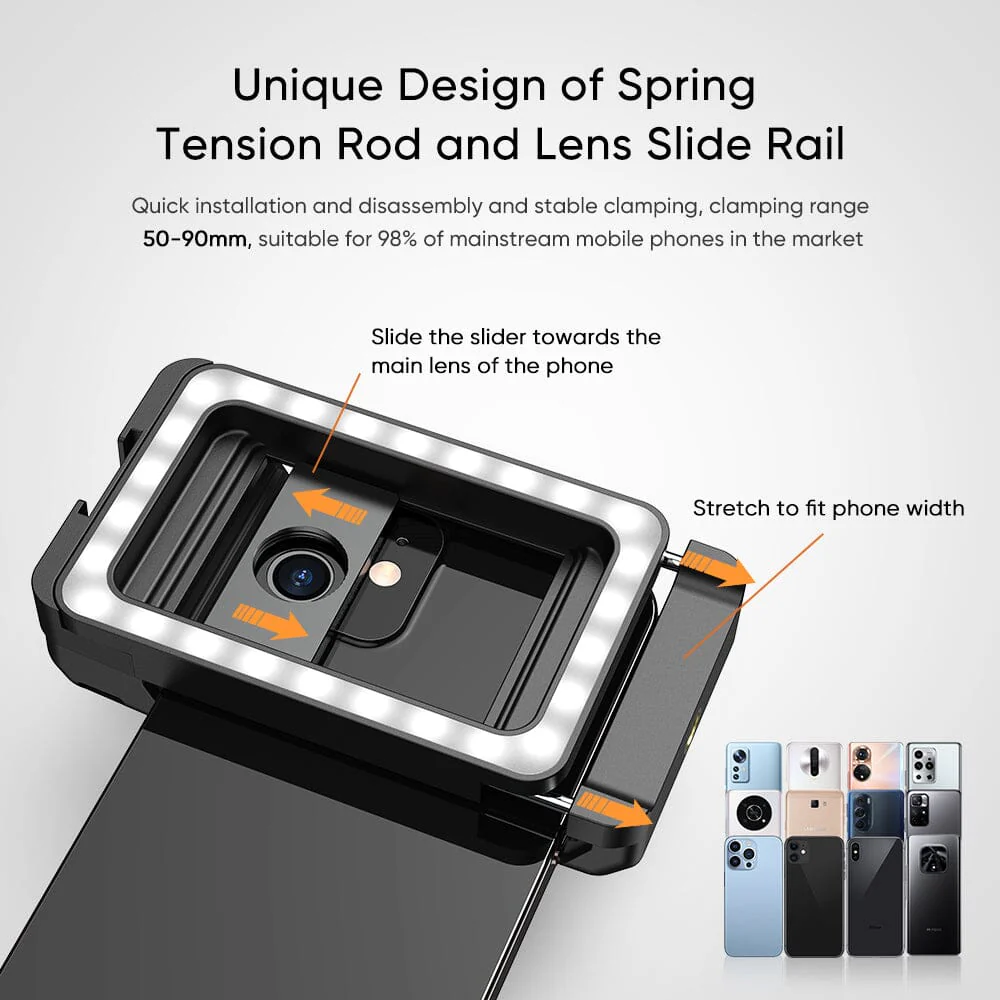 New 3 in 1 Mobile Phone Lens Clip and 100mm Macro Lens Kit with Fill Light - Image 8