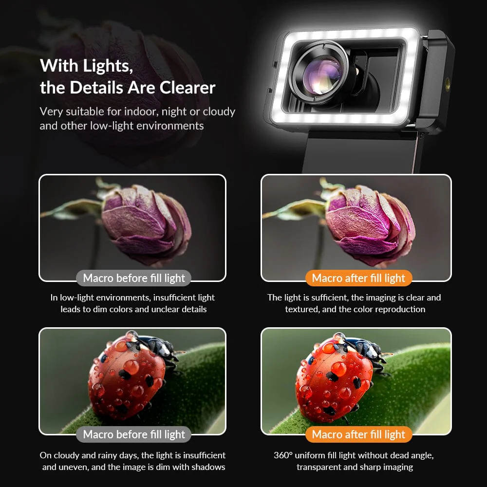FL23 3-in-1 Phone Lens Clip with Patented Fill Light - Image 6