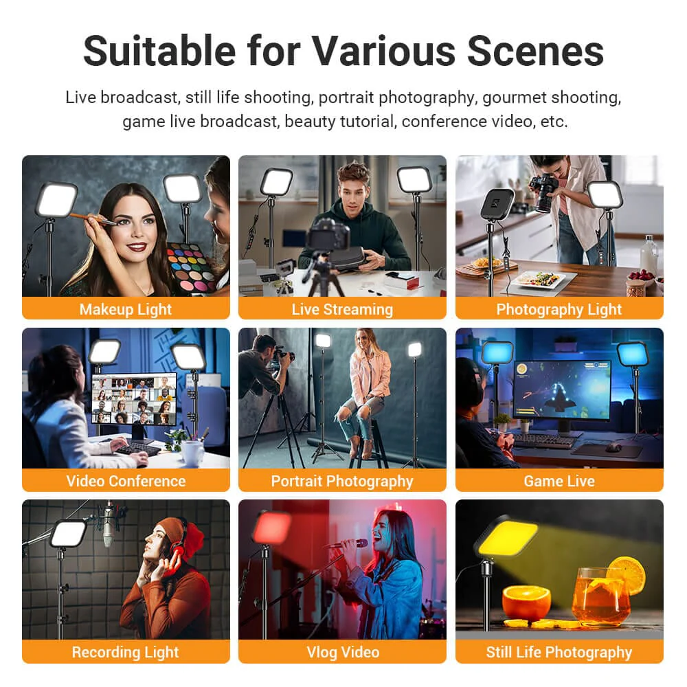 FL19 2Pcs Soft USB LED Video Portable Light Kit with Adjustable Tripod Stand and Color Filters - Image 5