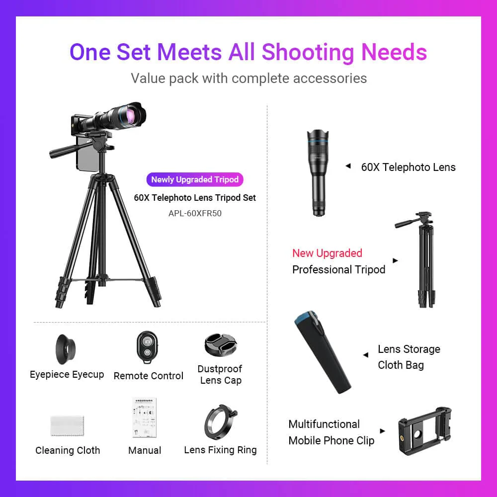 Enhanced 60X Phone Telephoto Lens Kit - Image 5